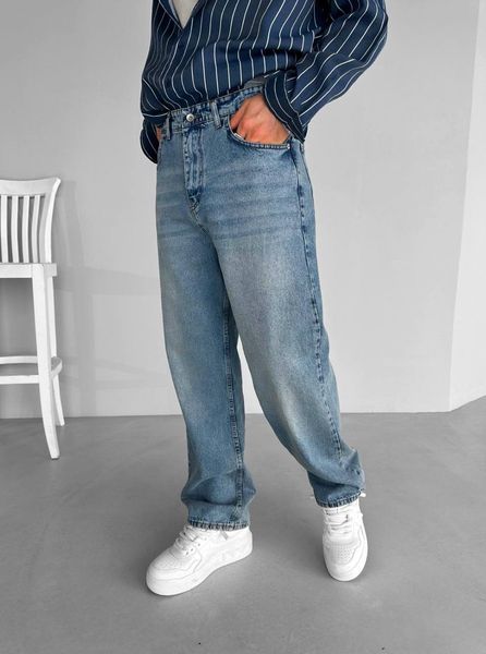 Широкі джинси Baggy у блакитному кольорі  KE344/245 фото