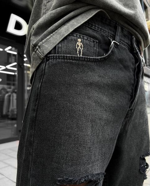 Мужские джинсы МОМ черные рваные RVAN-304 фото