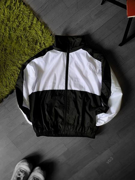 Куртка ветровка мужская с капюшоном демисезонная черно-белая размер  vb3-SL фото
