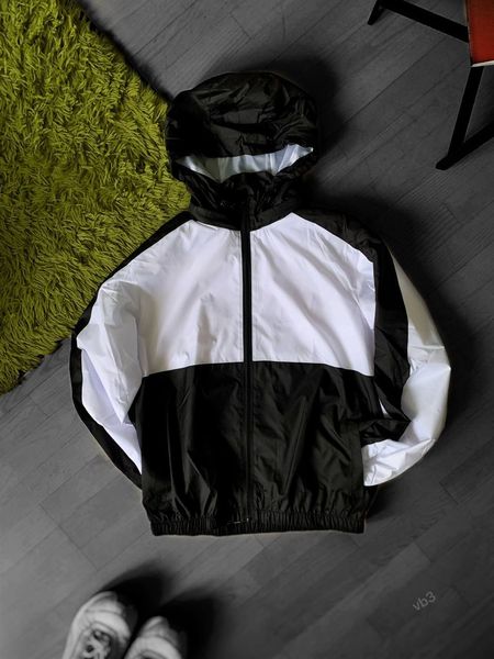 Куртка вітровка чоловіча з капюшоном демісезонна чорно-біла розмір  vb3-SL фото