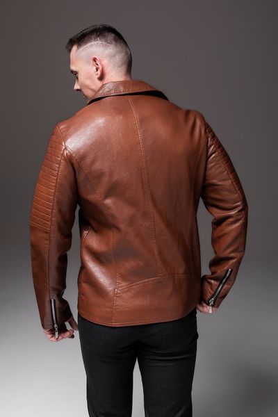Куртка кожаная мужская косуха кожанка коричневая 1770-R.A-кор фото