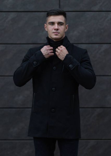 пальто кашемірове чоловіче довге класичне чорне 11201 фото